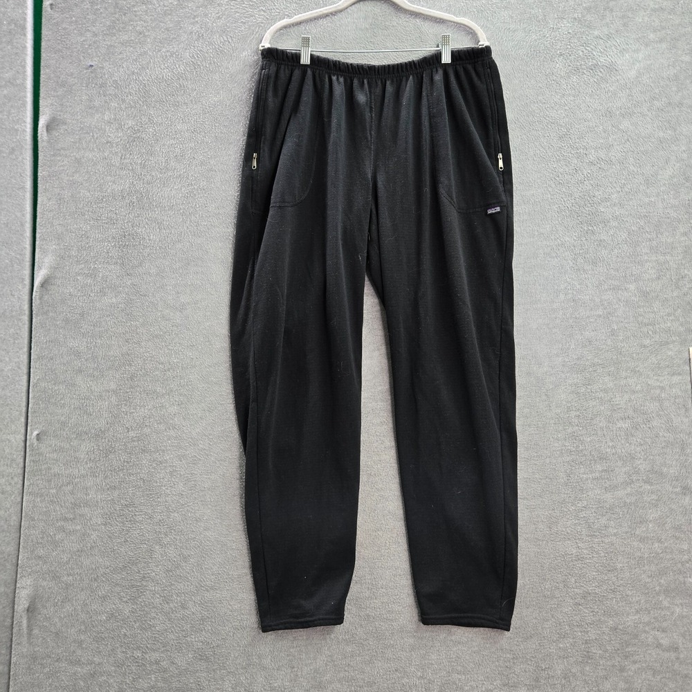 Patagonia Men Activewear Pants XL Black Sweats Zip Pockets Fleece 28 in Inseam